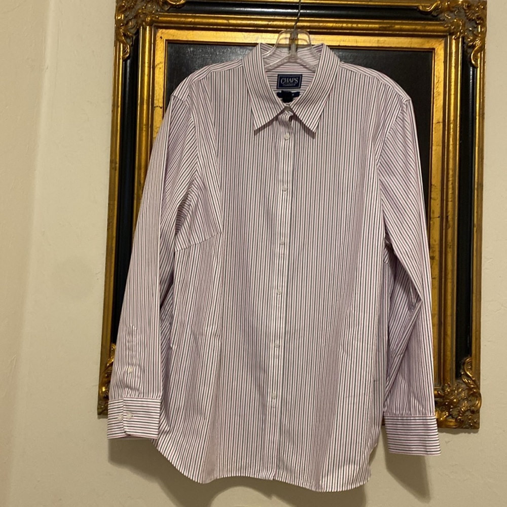 NEW Chaps Classic Women’s button down shirt. Cotton. NO IRON. Long sleeve. Sz 2X - Picture 2 of 7